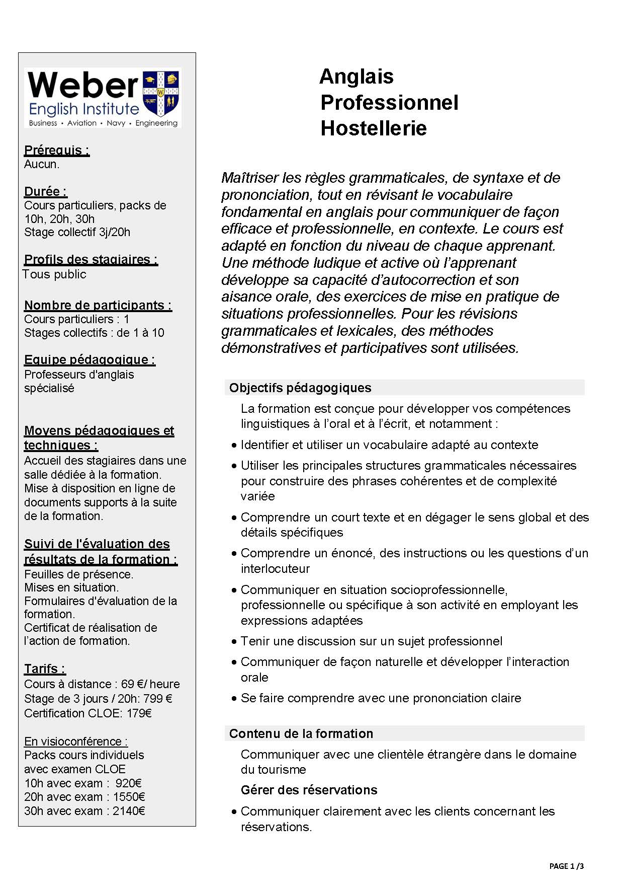 Anglais pro niveau débutant